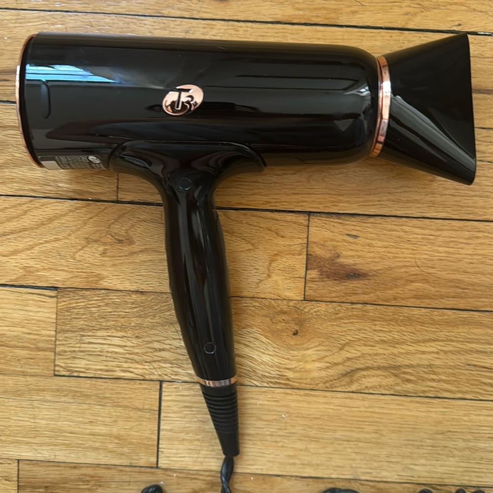 T3 Black Hair Dryer with Rose Gold Accents